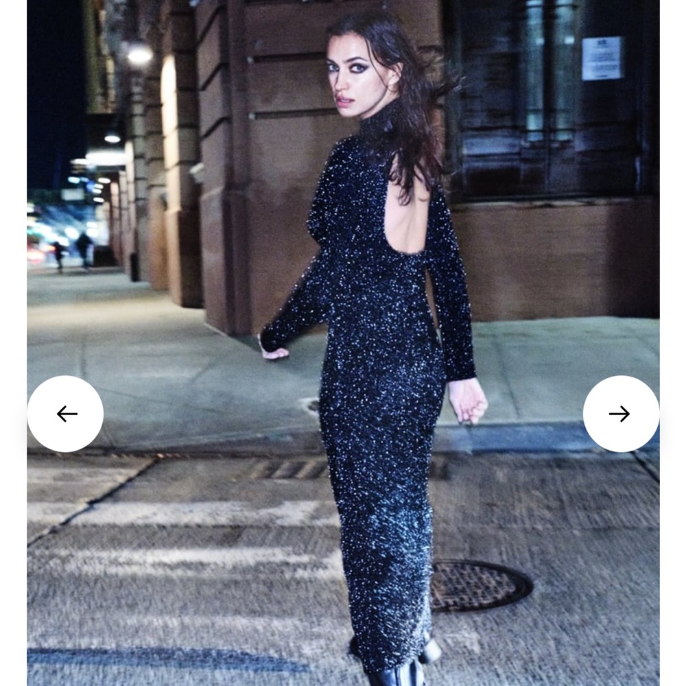 Zara limited edition back open knit tinsel midi dress